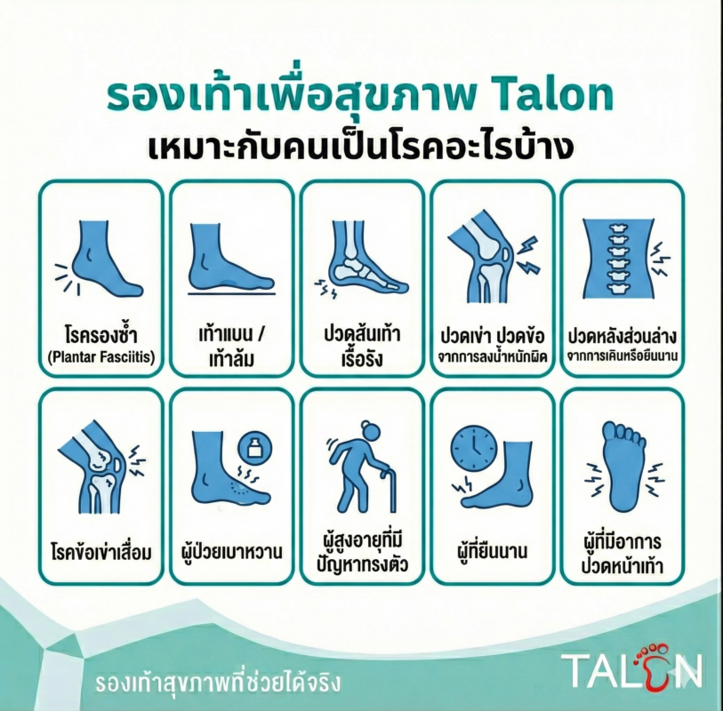 รองเท้าเพื่อสุขภาพ Talon เหมาะกับคนเป็นโรคอะไรบ้าง