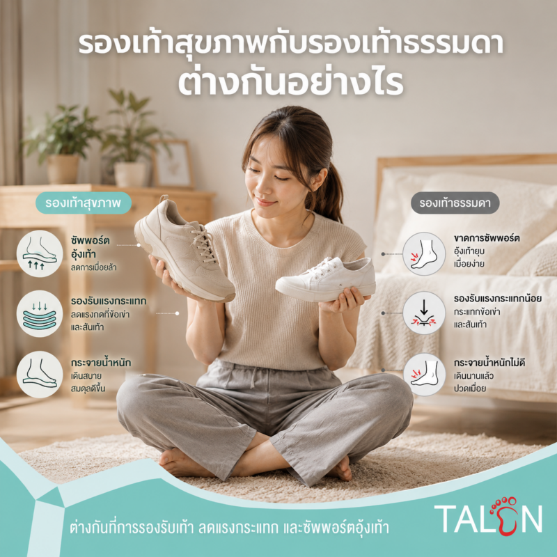 รองเท้าสุขภาพกับรองเท้าธรรมดาต่างกันอย่างไร