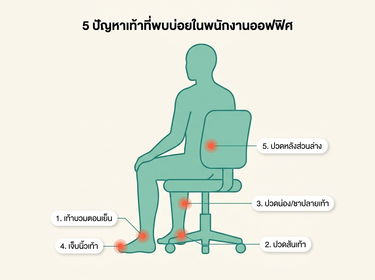 5 ปัญหาเท้าที่พบบ่อยในพนักงานออฟฟิศ